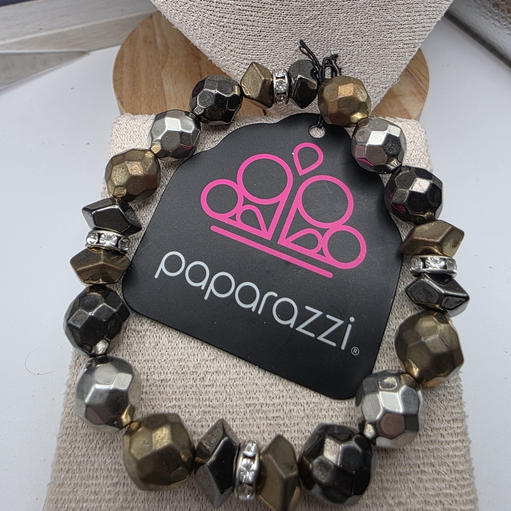 Paparazzi Gold and Silver Faceted Bracelet (521)